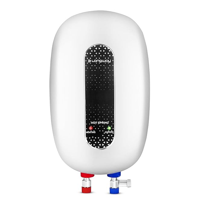 Longway Hotspring 3 Litres Instant Water Heater | Advanced Multi-Layered Safety | 3000 W Powerful Heating | Suitable For Kitchen & Bathroom | 5 Years Inner Tank Warranty | Off-White