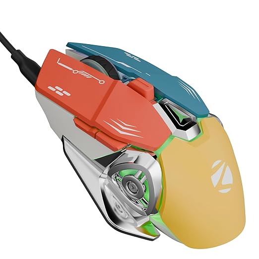 Zebronics Transformer M Plus Wired Gaming Mouse, Up to 12800 DPI, 6 Buttons with a 6-Level DPI Switch, 8 RGB Modes, 1000Hz Polling Rate, 1.5m Detachable Cable, Gaming Grade Sensor (Multicolor)
