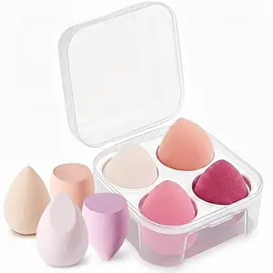 GLUN® Non-Latex Makeup Puffs, 4 piece Water Drop Gourd Oblique Cut Powder Puff, Makeup Cleaning Puff, Dry & Wet Use