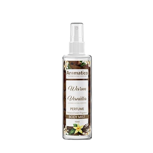 AROMATICO Warm Vanilla Body Mist Spray for Women. Long-Lasting, Luxurious & Cozy Fragrance with sweetness of Vanilla & Caramel. Skin Friendly, for Everyday Wear  -  110ml
