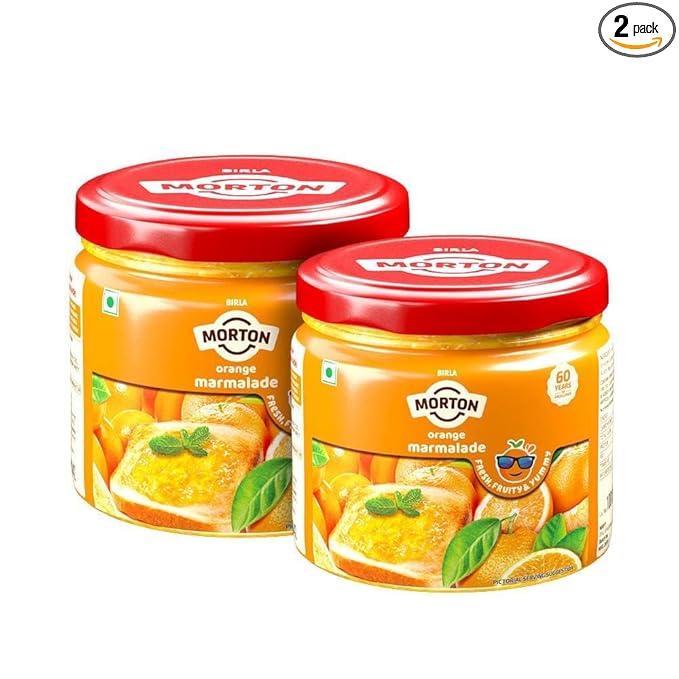 Morton Orange Jam pack of 2 | Made with Real Oranges | Tangy & Sweet Fruit Spread | No Artificial Flavours or Colours | Perfect for Bread, Toast, Parathas & Desserts | Premium Fruit Jam 2 X 500g