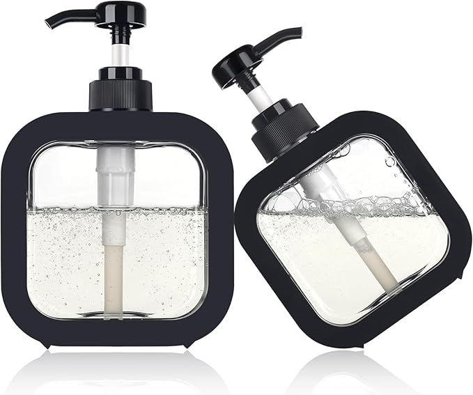 Handwash Dispenser Bottle Soap Dispenser Liquid Soap Dispenser for Wash Basin Hand Wash Bottle for Home Dispenser for Bathroom Pump Bottle Dispenser Liquid Handwash Dispenser(Black,Pack of 2)
