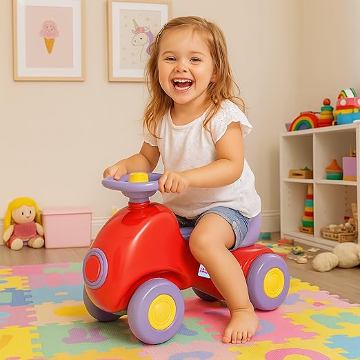 Amazon Brand - Jam & Honey Car Ride On for Kids | for 18+ Months | Push Car with Backrest | Steering Wheel | Horn | Indoor or Outdoor Toy | BIS Approved | Safe and Fun Toy