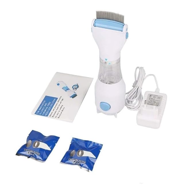 Electric Head Lice Comb  -  Chemical-Free Lice & Nits Removal Tool with Suction  -  Reusable Lice Capture Comb for Kids & Adults  -  Safe, Gentle, and Effective Hair Vacuum Machine