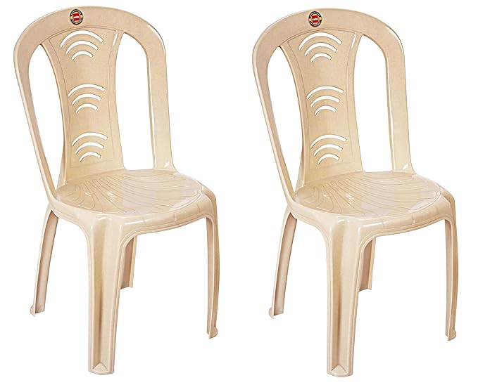 Cello Arc Chair Set of 2, Marble Beige | Unbreakable, Durable & Strong | Blended PP Material, Easy to Clean | Plastic Chair for Living Room, Office & Outdoor | 3 Years Warranty - Manufacturing Defects