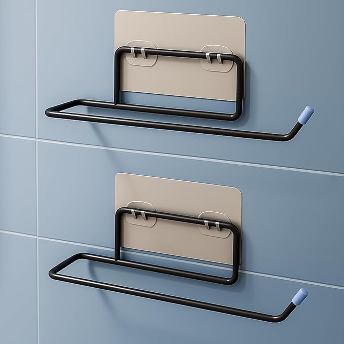 UB Unity Brand Self Adhesive GI Steel Toilet Paper Stand, Towel Holder in Bathroom, Toilet Paper Roll Holder, Kitchen Towel Hanger, Tissue Paper Roll Holder for Bathroom (Black, Pack of 2)
