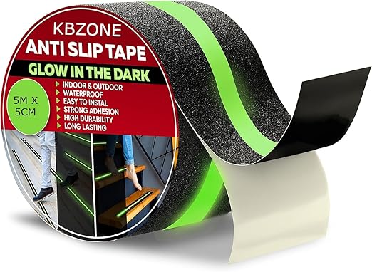 KBZONE Anti Slip Grip Tape,Non-Slip Traction Tapes With Glow In The Dark Reduce The Risk Of Slipping For Indoor Or Outdoor Stair Tread Step And Other Slippery Surfaces,2 InchX16.4 Foot (Pack OF 1)
