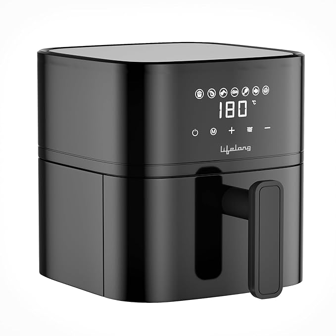 Lifelong 4.2 Litre Digital Air Fryer |Detachable Handle, Touch Control, Non-Stick Basket, Rapid Air Technology |Oil-Free Cooking for Frying, Grilling, Roasting & Baking|Energy Efficient,Compact Design