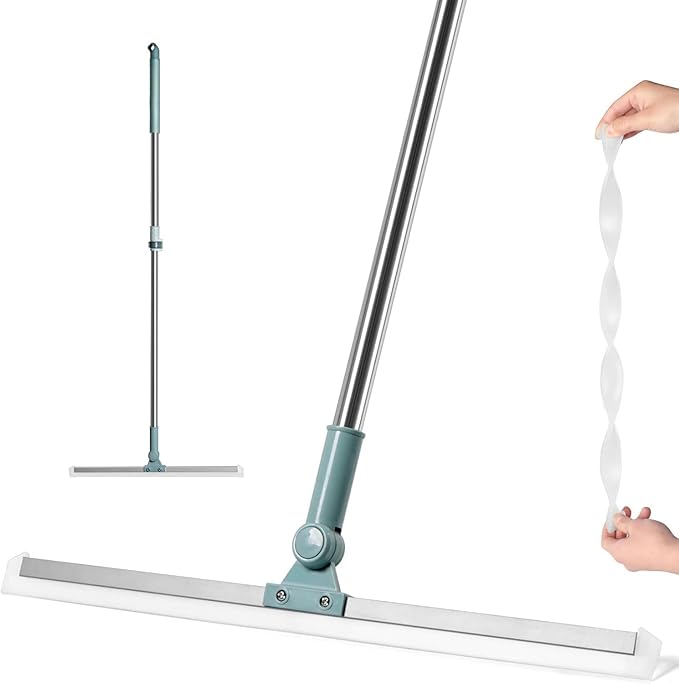 Sipplers 50-Inch Heavy Duty Floor Squeegee with 180° Rotating Swivel Head  -  Bathroom & Floor Wiper for Wet Surfaces, Shower, Garage, Tile  -  Long Handle Water Push Broom (Sage Green)