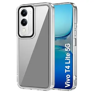 amazon basics Back Case Cover for Vivo T4 Lite 5G | Compatible for Vivo T4 Lite 5G Back Cover | Case Cover with Camera Protection | (TPU + PC | Transparent)