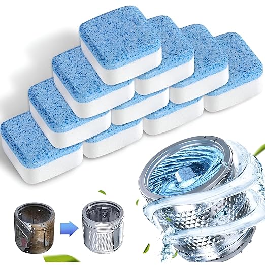 SHITHI Washing Machine Descaler Cleaning Tablets Deep Cleaner for Front & Top Load Washers  -  Removes Limescale, Odour & Dirt  -  Eco-Friendly, Easy to Use  -  Pack of 12 Tablets
