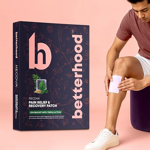 betterhood Pain Relief & Recovery Patches (1 X Pack of 5) | Cryogel Therapy for Back Pain, Neck Pain, Muscle Pain, Cramps | Triple Action Formula of Menthol, Magnesium, Boswelia for Pain Relief & Recovery