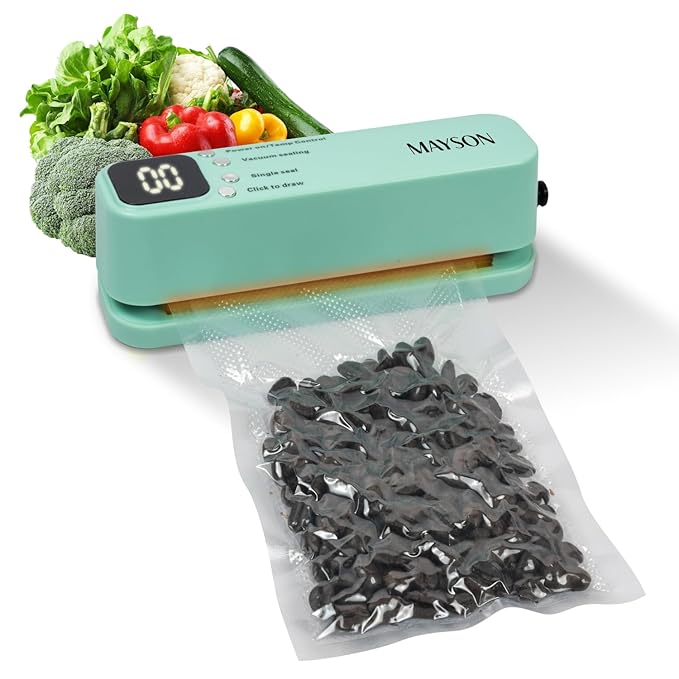 MAYSON Vacuum Sealer Machine for Packing 3-in-1 Cordless Portable Packaging Machine with Digital Display Seal Vacuum & Inflate Rechargeable Vacuum Sealer bag for Food Dry and Moist Storage