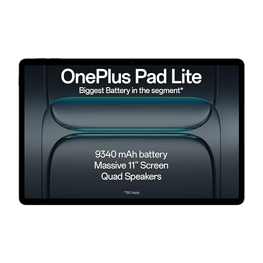OnePlus Pad Lite with Biggest Battery in Segment 9340 mAh, 11"(27.94 cm) Display with 500 nits Brightness & 11 Hrs of Video Playback, 6GB RAM 128GB Storage, WiFi, Aero Blue