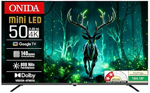 Onida 127 cm (50 inchs) Nexg Series 4K Ultra HD Smart QLED Mini LED Google TV MZ50MIN
