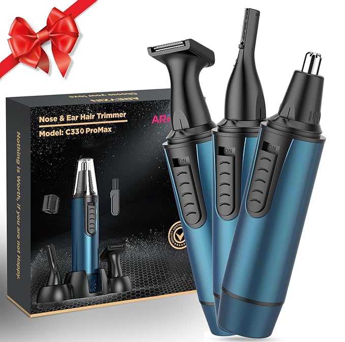 AREYZIN Nose Trimmer for Man 3-in-1 Multipurpose Nose Hair Remover Eyebrow Trimmer For Women- Rechargeable USB, Stainless Steel Blades, Waterproof - Perfect Grooming Gift