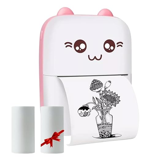 Toy Imagine Mini Portable Thermal Printer  -  Bluetooth Pocket Printer for Kids & Adults, 57mm Inkless Photo & Label Printer with (1 Roll + 1 Extra Roll) Prints B&W Notes & Stickers (Assorted)