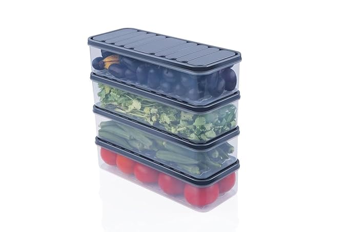 Clazkit Airtight Plastic Storage Containers Set for Kitchen | Stackable Pantry Organizers & Fridge Storage Boxes | Leak-Proof, Durable & Space-Saving Kitchen Accessories, 1200ml Pack of 4