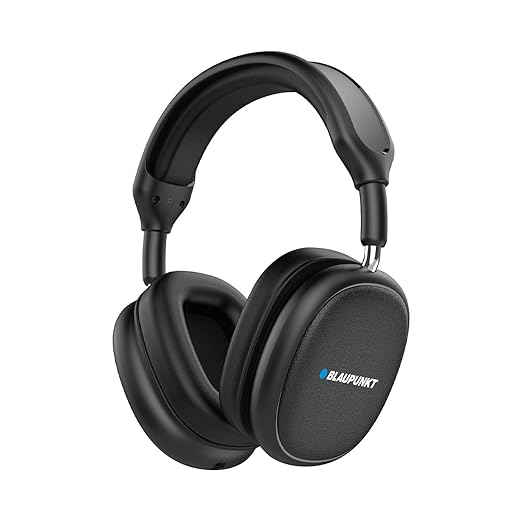Blaupunkt BH31 AudioX Bluetooth Wireless Over Ear Headphones I 40MM Drivers I HD Sound I Soft PU Headband I Media & Volume Control with Built in Mic I TurboVolt Fast Charging I AUX Port (Black)