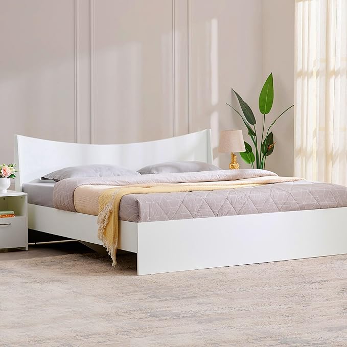 Home Centre | Helios Alton | Engineered Wood | King Beds | White | 1 Year Warranty