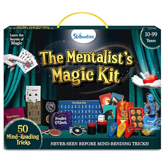 Skillmatics Magic Kit for Kids  -  Perform 50 Mentalism Tricks & Illusions with Real Magician Props, Step-by-Step Guide & Secret Techniques, Fun Gift for Boys & Girls Ages 8, 9, 10, 11, 12 & Up