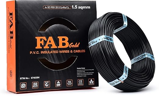 1.5 sqmm Single Core Copper Electrical Wire, 90 Meter (Black) | Heat Resistant & Flame Retardant (FR) | Lead-Free LSH House Wire for Home & Industrial Use