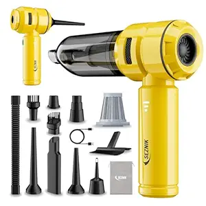 SEZNIK Vacuum Cleaner for Car Use | Home Use | 4 in 1 Wireless Car Vacuum Cleaner & Blower | 6000mAh | 3-Mode Suction Upto 15000PA | BLDC Motor | HEPA Filter | 10 Addons | 1 Year Warranty