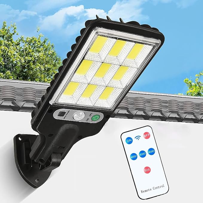 SEAHELTON 180W Led Solar Street Light Outdoor,10000LM IP65 Waterproof Solar Security Flood Lights Outdoor Motion Sensor, Wired Security Solar Powered Flood Lights for Indoor, Outside, Yard, Garden