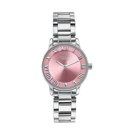 Sonata Poze Drop 6 Quartz Pink Round Dial Women's Watch | Sheet Metal Strap Material | Watches for Women | Watches for Women Analog - SP80128SM01