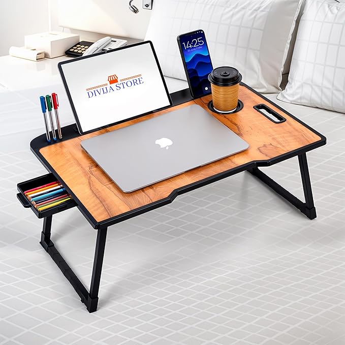 Shree Mahadeep Enterprise Study Table Bed Table Premium Laptop Table/Foldable and Portable Wooden/Writing Desk for Office/Home/School (Wood US Cotted)