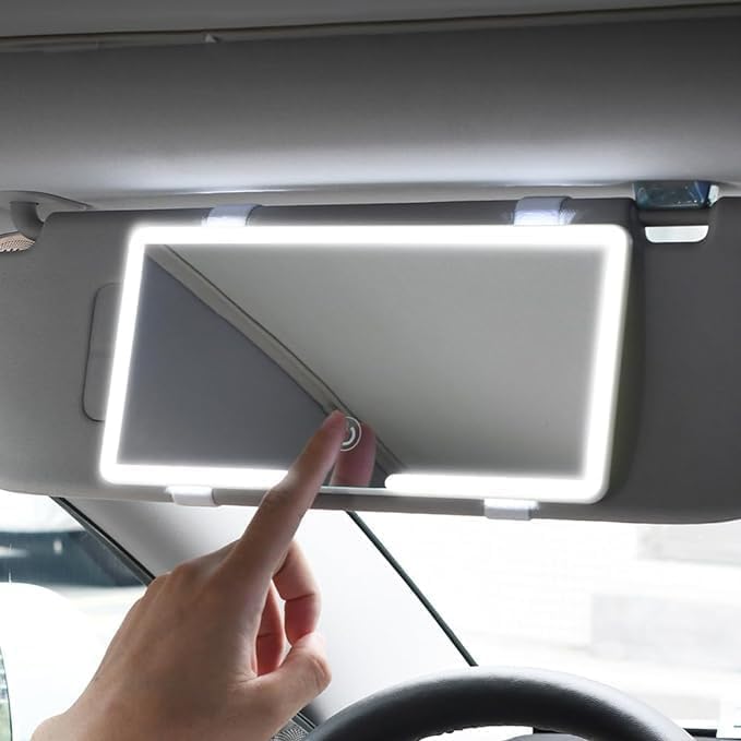 LUME & LIVING Upgrade Car Sun Visor Vanity Mirror With 80 LEDs - 3 Light Modes, Rechargeable, Dimmable Touch Control - Universal for Car, Truck, SUV