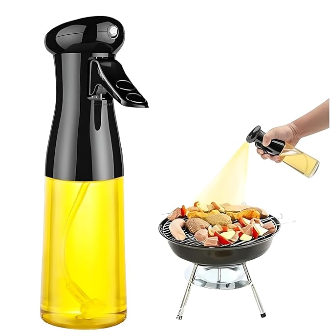 RERANT 2-in-1 OliveOil Sprayer and Dispenser Bottle for Kitchen | 500ml Glass Oil Bottle with Premium Nozzle | CookingOil Sprayer for Healthy Cooking and Salad Making (Spray Bottle)