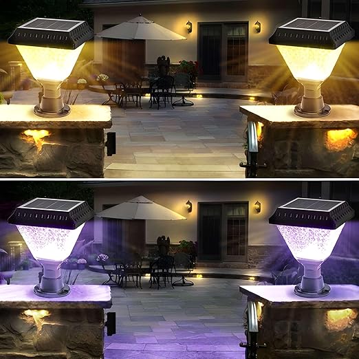 kh Solar Main Gate Pillar Light 34LEDs, RGB Multicolour Modes (Cool White, Warm White, Warm, RGB), Remote Control, IP65 Waterproof ABS Outdoor Garden & Pathway Lighting (1Pcs)