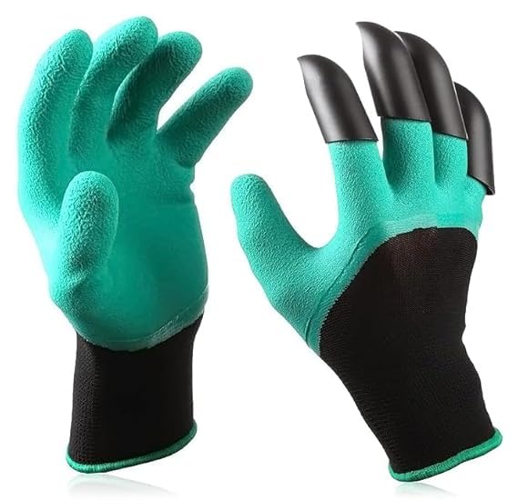 Garden Claw Gloves | Heavy Duty ABS Fingertip Claws for Easy Digging, Planting, Raking & Weeding | Reusable, Washable Protective Gardening Gloves for Men & Women(GTK)