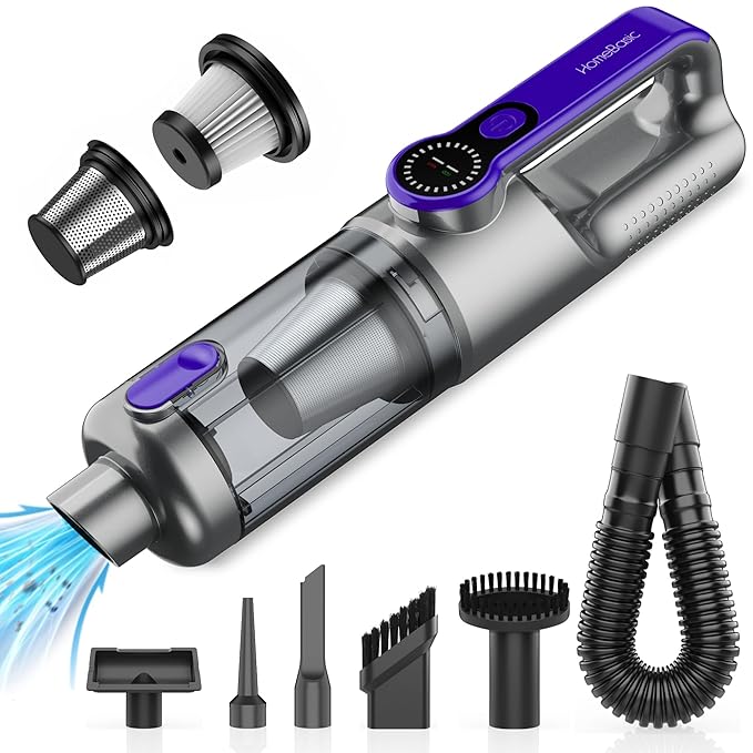 HOMEBASIC Cordless Vacuum Cleaner & Blower for Car, Home, Sofa, Office (6 Attachments) Powerful 18000 Pa Suction, 120W Brushless Motor, HEPA Filter, 6000mAh Rechargeable Battery| Handheld Portable