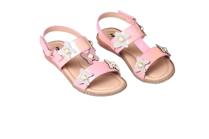 SANDALS Kids Footwear for Girls Comfortable Casual & Function | PU Material | Design BG2482 | Velcro Closure | 3-3.5 Years | Pink | UK 7, Euro 26