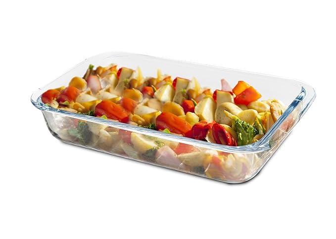 SignoraWare Bake 'N' Serve Brorsilicate Glass Zig zag Rectangular Dish | Microwave & Dishwasher Safe | Elegant & Durable Design | Ideal for Baking, Serving, Storing & Reheating Food (1 LTR | Clear)