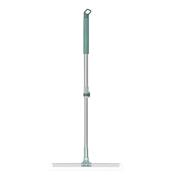 Mitclear Rotating Floor Squeegee with Long Handle (50 Inch), Heavy Duty Bathroom Wiper with 180° Swivel Head, Multifunctional Magic Broom for Floor, Tile & Glass Cleaning