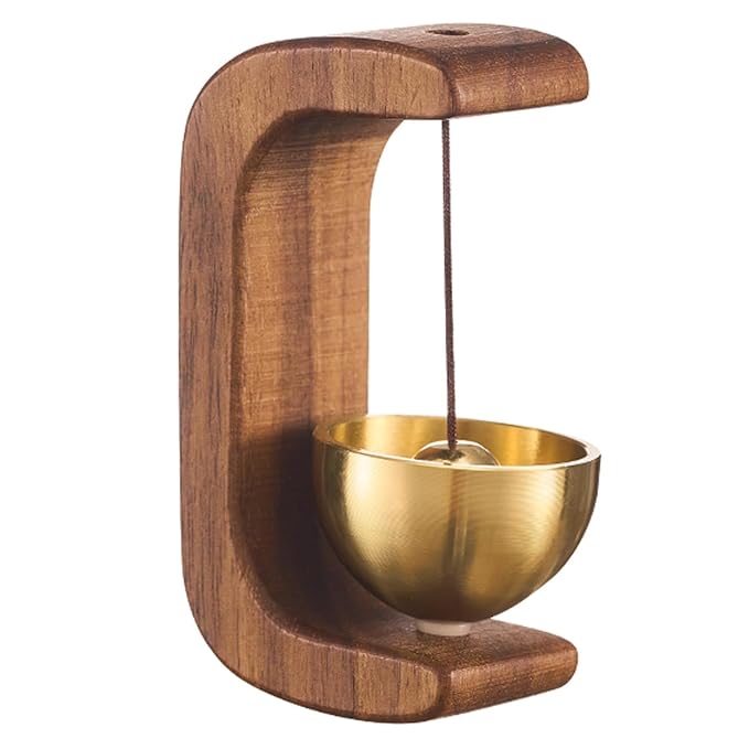 Wooden Door Bell - Elegant Handcrafted Bell for Home, Temple & Office | Decorative Wall Hanging with Traditional Sound (Dark Wood)