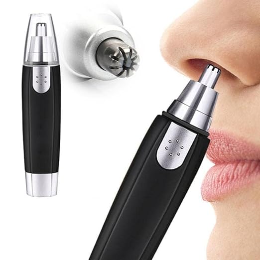 SONORO KATE 3-in-1 Nose, Ear & Eyebrow Hair Trimmer for Men & Women  -  Waterproof Painless Facial Hair Remover with Dual-Edge Stainless Steel Blades  -  Compact Battery-Operated Grooming Tool (Black)