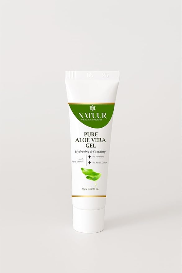 Natuur Pure Aloe Vera Gel, Hydrating and Soothing for Skin and Hair, 15g