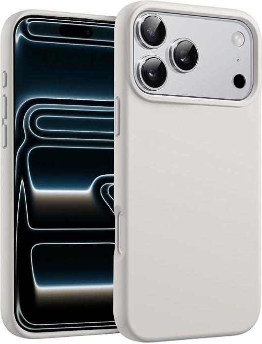 [Size: iPhone 17 Pro Max] - DIZORO Compatible with iPhone 17 Pro Max / 18 Pro Max Case, Liquid Silicone 3 Layers Full Covered Soft Gel Rubber Phone Case,Shockproof Protective Cover with Anti-Scratch Microfiber Lining-Stone Grey