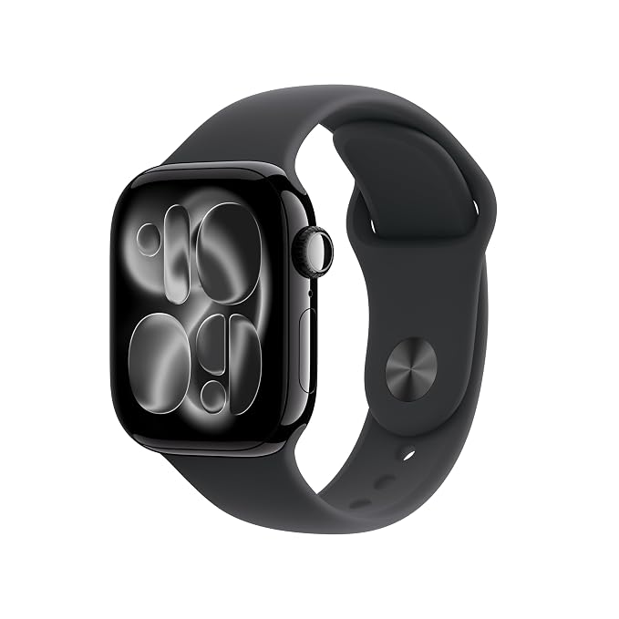 Apple Watch Series 11 GPS 42mm Jet Black Aluminium Case with Black Sport Band - S/M