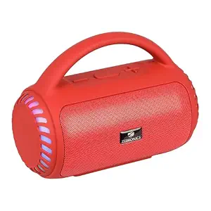 Zebronics Portable Bluetooth Speaker, 8W, Upto 18 Hours Playback, BTv5.3, 32GB mSD, TWS, USB, 8 Multi-Color LED Modes, Call Function, Type-C Charge, Deep Bass, Carry Handle (County 5 Plus, Red)
