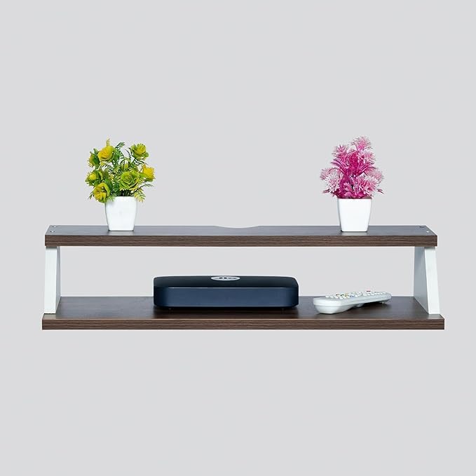 Furniture Café Engineered Wood TV Cabinet for Living Room, Set Top Box Stand & Wall Display Rack | Dining Room, Bedroom (Upto 32" Inch) (Brown-White)