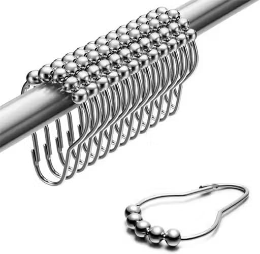 Durable Stainless Steel Shower Curtain Hooks  -  6 × 4/cm Metal Rings for Bathroom Rods, RustResistant & SmoothGlide Set (12)