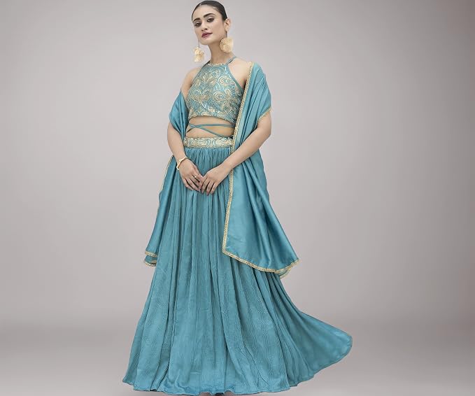 PURVAJA Women's Silk Semi-Stitched Lehenga choli