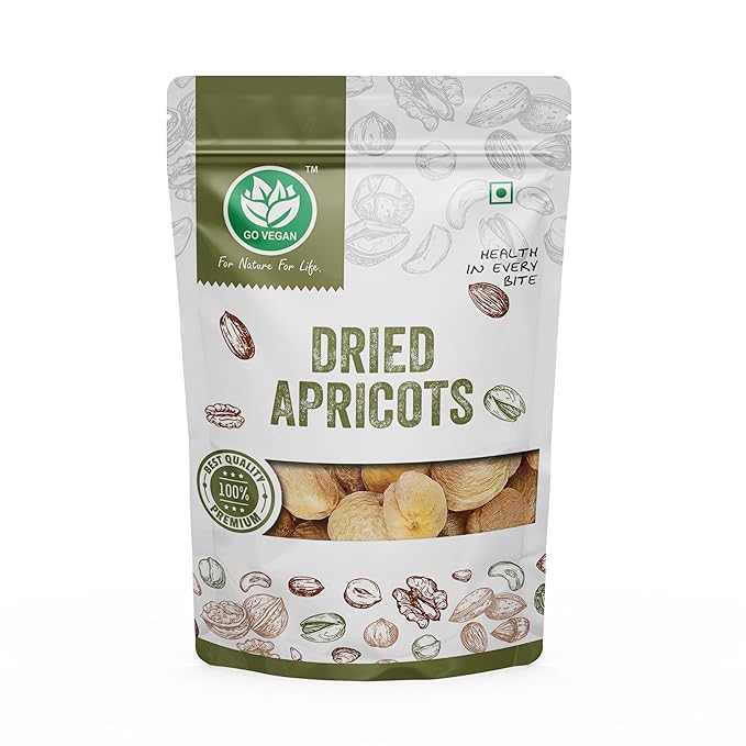 Go Vegan Premium Dried Apricot 1KG | Khumani | Jardalu | Badam BOR | Soft | Turkish (Jar Pack)