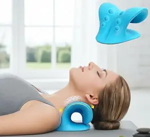 Neck Support Stretcher - Cervical Traction Device for Neck & Shoulder Pain Relief, Massage Relaxer, Acupressure Chiropractic Support (SKY BLUE)