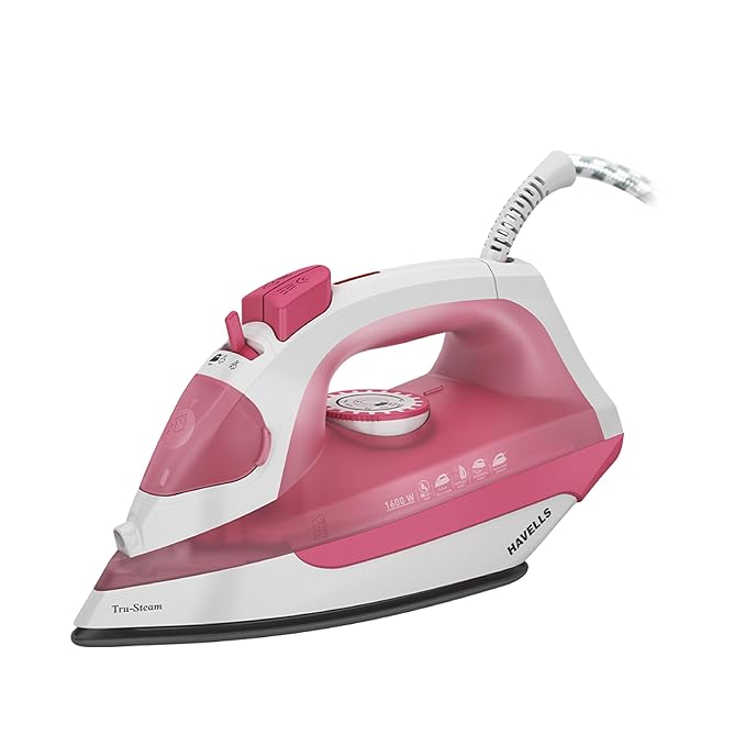 Havells TruSteam 1600 Watt Steam Iron with Self Cleaning Function|Vertical & Horizontal Ironing|220 ml Tank for Longer Ironing|High Steaming Rate upto 15 gm/min|2Yr Manufacturer Warranty(Pink)